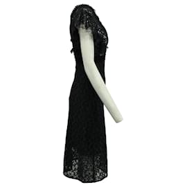 Sandro-Sandro Emeline Lace Midi Dress in Black Cotton-Black