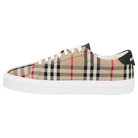 Burberry-Burberry men vintage check sneakers in archive beige cotton and leather-Other