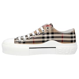 Burberry-Zapatilla de mujer Burberry vintage check en algodón beige de archivo-Otro