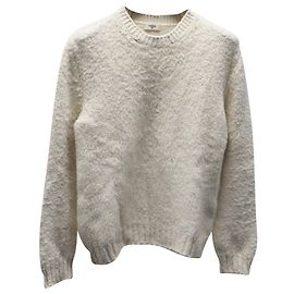 Céline Celine Pullover mit Rundhalsausschnitt aus cremefarbenem Kaschmir Weiß Roh