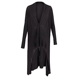 Rick Owens-Rick Owens Knitted Draped Cardigan in Black Cotton-Black
