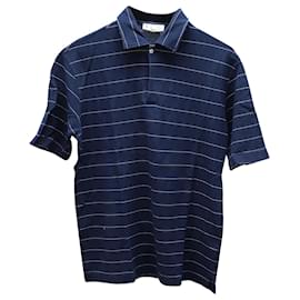 Loro Piana-Loro Piana Striped Polo Shirt in Navy Blue Cotton-Blue,Navy blue