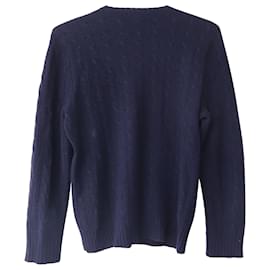 Ralph Lauren-Ralph Lauren Knitted Crew Neck Sweater in Navy Blue Cashmere-Navy blue