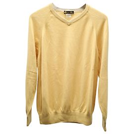 Pull Col V Loro Piana en Cachemire Jaune Jaune