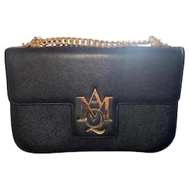 Alexander Mcqueen-Amq insignia chain leather satchel black bag-Black