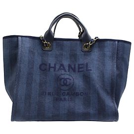 Bolsa Chanel Deauville em jeans de algodão azul Azul