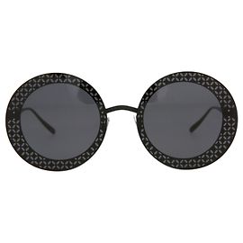 Alaïa Round-Frame Metal Sunglasses Black