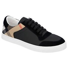 Sneakers da uomo Burberry house check in misto cotone e pelle nera Nero