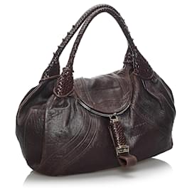 Fendi-Fendi Brown Spy Leather Handbag-Brown,Dark brown