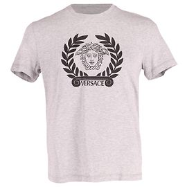 Versace Laurel Logo Tee em Algodão Cinza Cinza