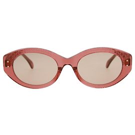 Alaïa Round-Frame Acetate Sunglasses Beige