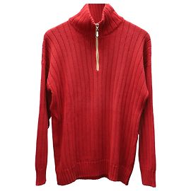 Brunello Cucinelli Gerippter Rollkragenpullover aus roter Wolle Rot