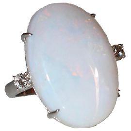 Autre Marque Branar White Opal and Diamond Ring in 18K White Gold Multiple colors