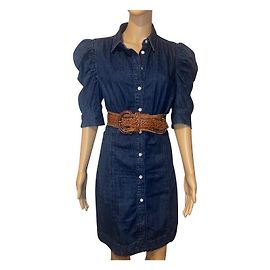 Miniabito Frame Denim Gillian con maniche a sbuffo Blu scuro