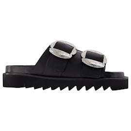 Toga Pulla-AJ1216 - Black Leather Sandals-Black