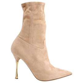 Valentino-Bottines pointues Valentino en daim nude-Marron,Chair