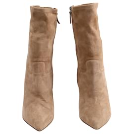 Valentino-Valentino Pointed Ankle Boots in Nude Suede-Flesh