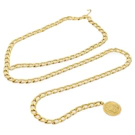 Chanel-CHANEL Chain Belt metal Gold CC Auth 30372a-Golden