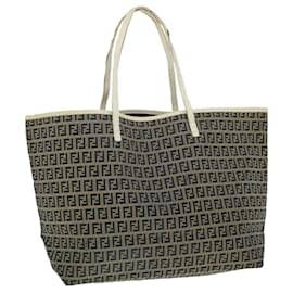 Fendi-FENDI Zucchino Canvas Tote Bag Navy Auth rd2225-Navy blue