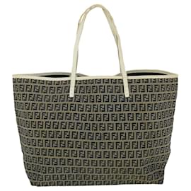 Fendi-FENDI Zucchino Canvas Tote Bag Navy Auth rd2225-Navy blue
