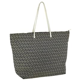 Fendi-FENDI Zucchino Canvas Tote Bag Navy Auth rd2230-Navy blue