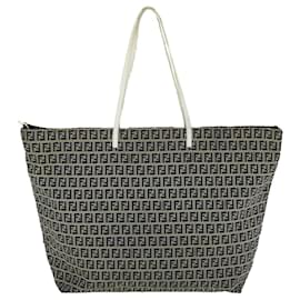 Fendi-FENDI Zucchino Canvas Tote Bag Navy Auth rd2230-Navy blue