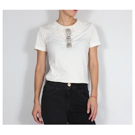 Dolce & Gabbana-T-shirt blusa Dolce&Gabbana con cristalli-Bianco