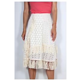 See by Chloé-See by Chloe skirt with fringe-Cream
