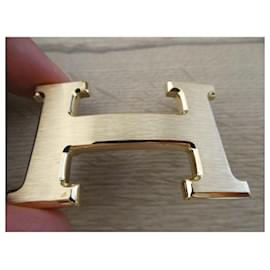 Hermès-Hermès belt buckle 5382 brushed gold metal 32mm new-Gold hardware