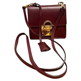 Salvatore Ferragamo Leather Clutch Bag Dark Red Dark red Gold hardware