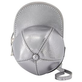 JW Anderson Bolsa Nano Cap em Couro Prateado Prata Metálico