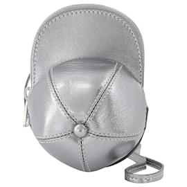 JW Anderson-Nano Cap Bag in Silver Leather-Silvery,Metallic