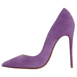 Christian Louboutin-36 Purple Suede So Kate Red Bottom Heels 1cl330-Other