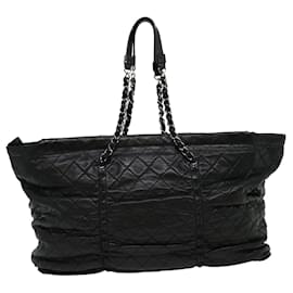 Chanel-CHANEL Chain Matelasse Tote Bag Lamb Skin Black CC Auth ar7246a-Black