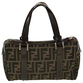 Fendi-FENDI Zucca Canvas Sac à main Noir Marron Auth rd2254-Marron,Noir