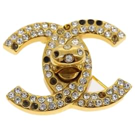 Chanel-CHANEL COCO Mark Brooch Metal stone Gold CC Auth pt3102-Golden