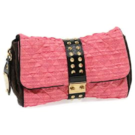 Louis Vuitton-Bolsa Clutch Monogram Bunny LOUIS VUITTON Couro acetinado Rosa Preto LV Auth 30276NO-Preto,Rosa