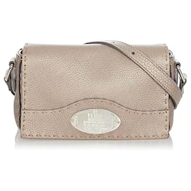 Fendi-Sac bandoulière en cuir marron Selleria Fendi-Marron,Beige