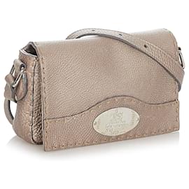 Fendi-Sac bandoulière en cuir marron Selleria Fendi-Marron,Beige
