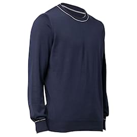 Brunello Cucinelli-Brunello Cucinelli - Contrast Trim Sweatshirt-Blue