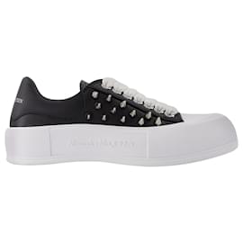 Alexander Mcqueen-Oversize Sneakers in Black & Silver Leather-Multiple colors