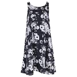 Kenzo-Vestido midi con estampado floral de Kenzo en seda negra y blanca-Otro