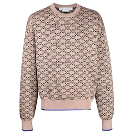 Off White Wollweißer Pullover mit Monogramm Beige