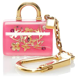 Louis Vuitton-Porte-clés Louis Vuitton Speedy Bag Charm Rose-Rose,Doré