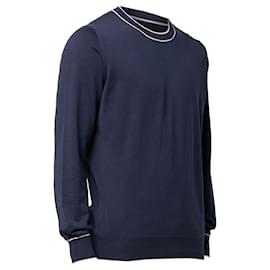 Brunello Cucinelli-Brunello Cucinelli - Contrast Trim Sweatshirt-Blue