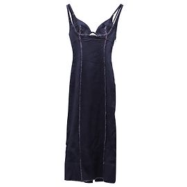 Jacquemus La Robe Valerie Midikleid aus marineblauem Leinen Marineblau