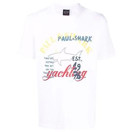 Autre Marque Paul & Shark T-Shirt mit Grafikdruck Weiß