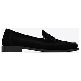 Saint Laurent-SAINT LAURENT - Mocassins "Monogram" en daim-Black
