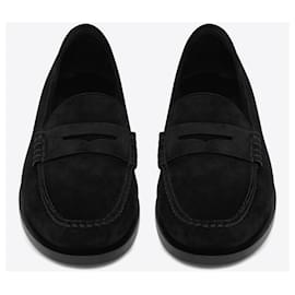 Saint Laurent-SAINT LAURENT - Mocassins "Monogram" en daim-Black