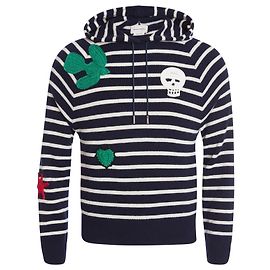 Kapuzen-Sweatshirt mit gehäkeltem Abzeichen von Alexander McQueen Blau